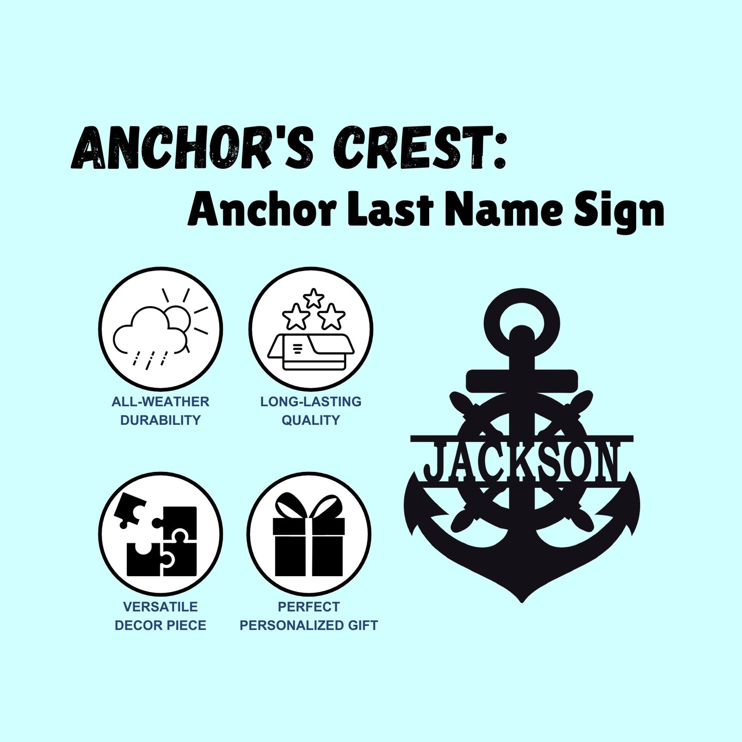 Family last name sign features and benefits anchor
