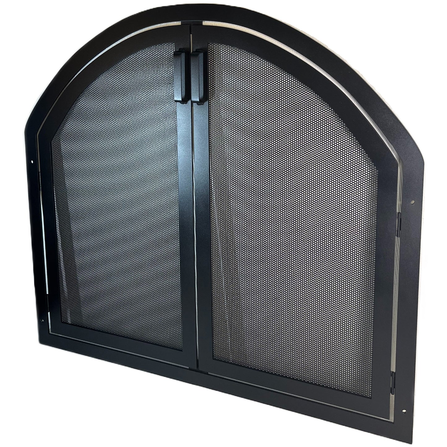 Custom Arched Fireplace Screen with Doors Side View