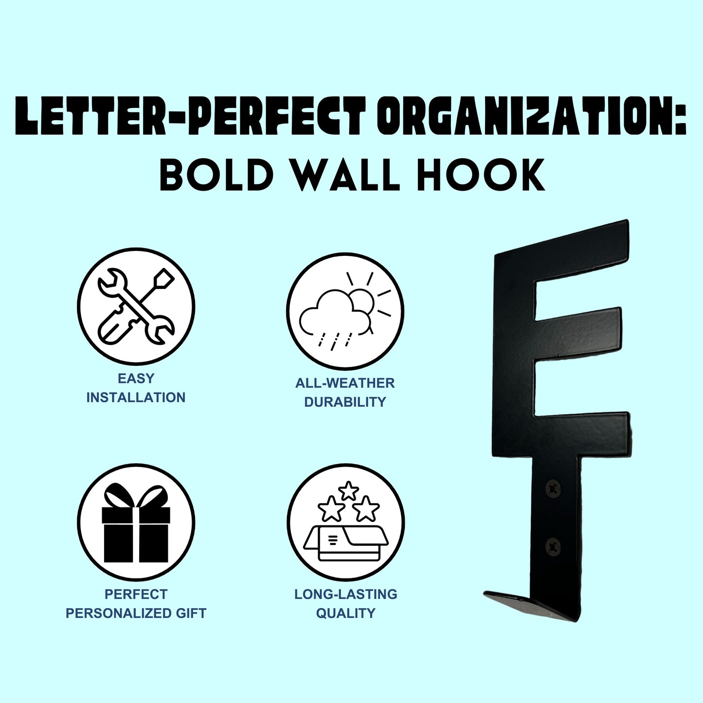 bold letter wall hook features