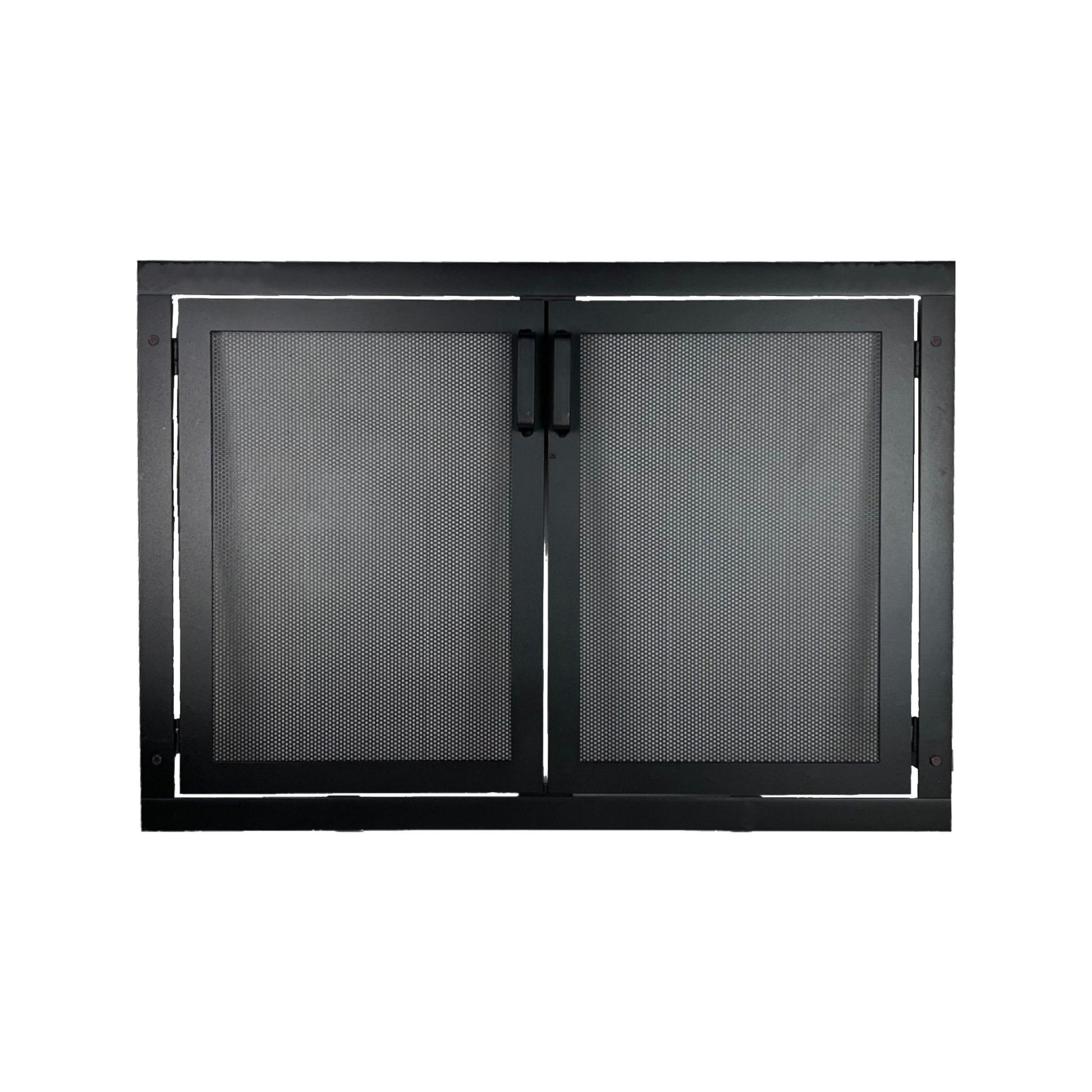 Fireplace screen with doors firebox protection