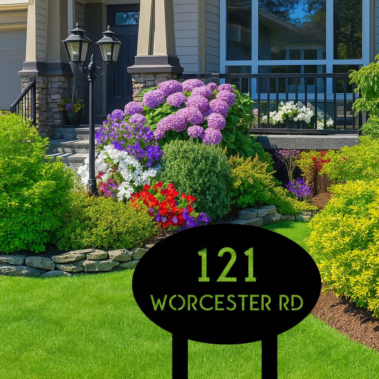 Oval Address Yard Stake Sign
