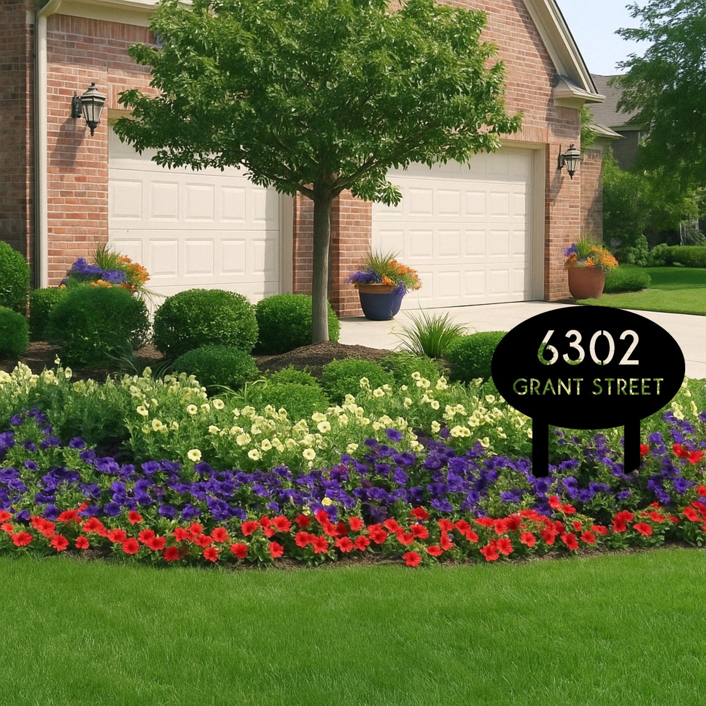 Oval Address Yard Stake Sign