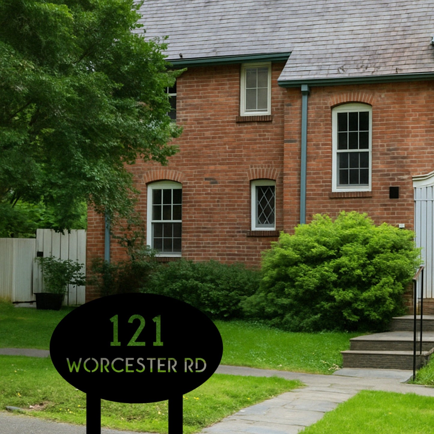 Oval Address Yard Stake Sign