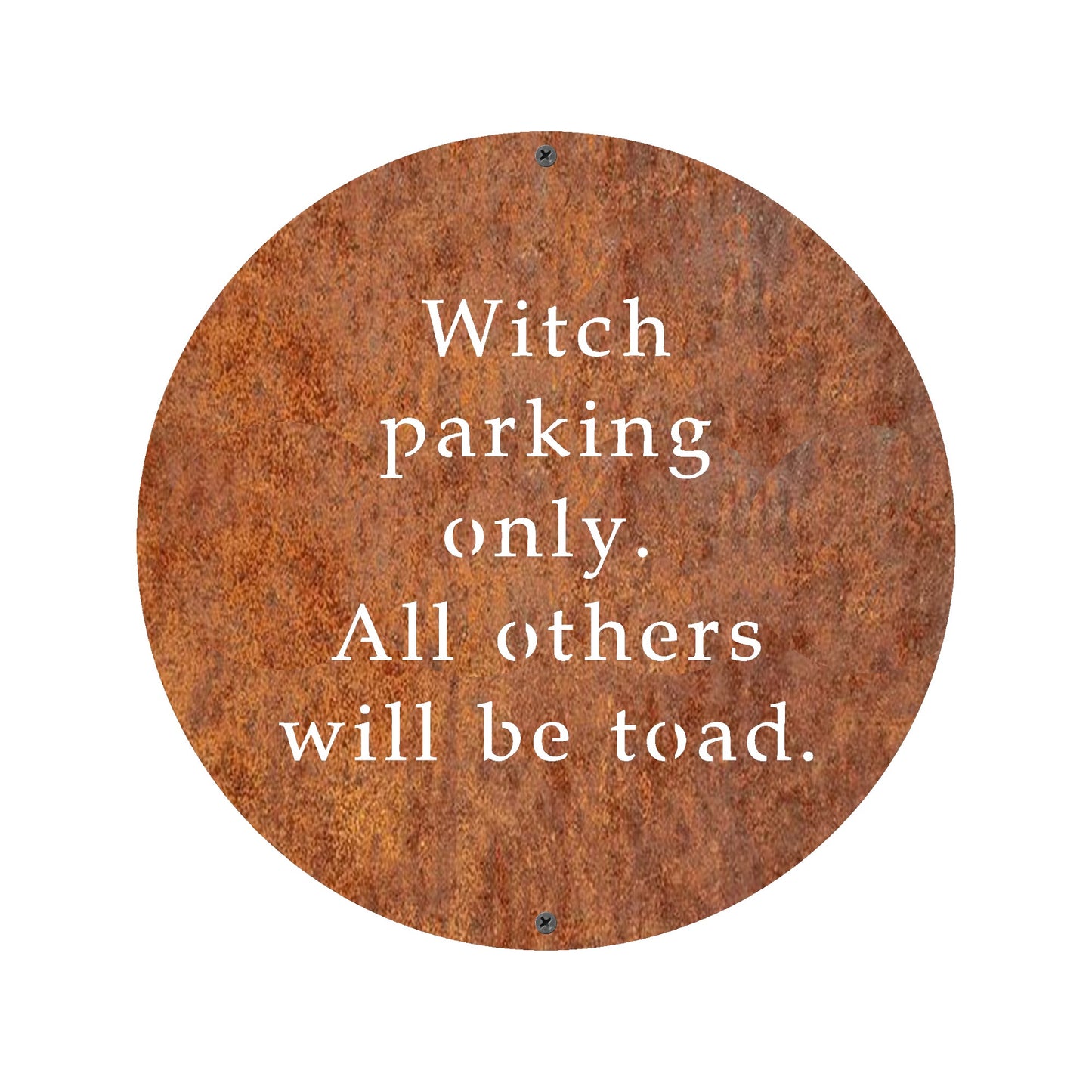 A weathered metal house number sign with a rustic patina, showcasing a bold number and city name for stylish home identification