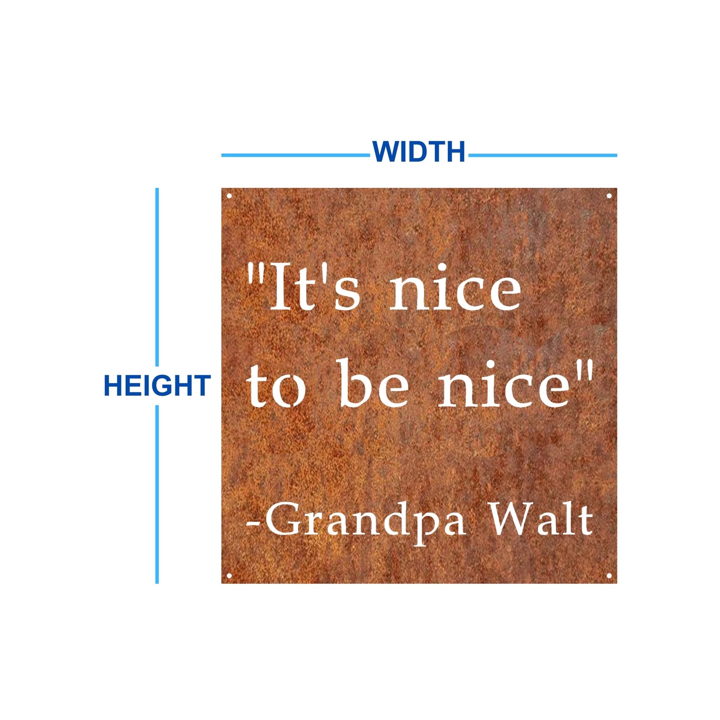 Rusted Steel Sign Dimensions