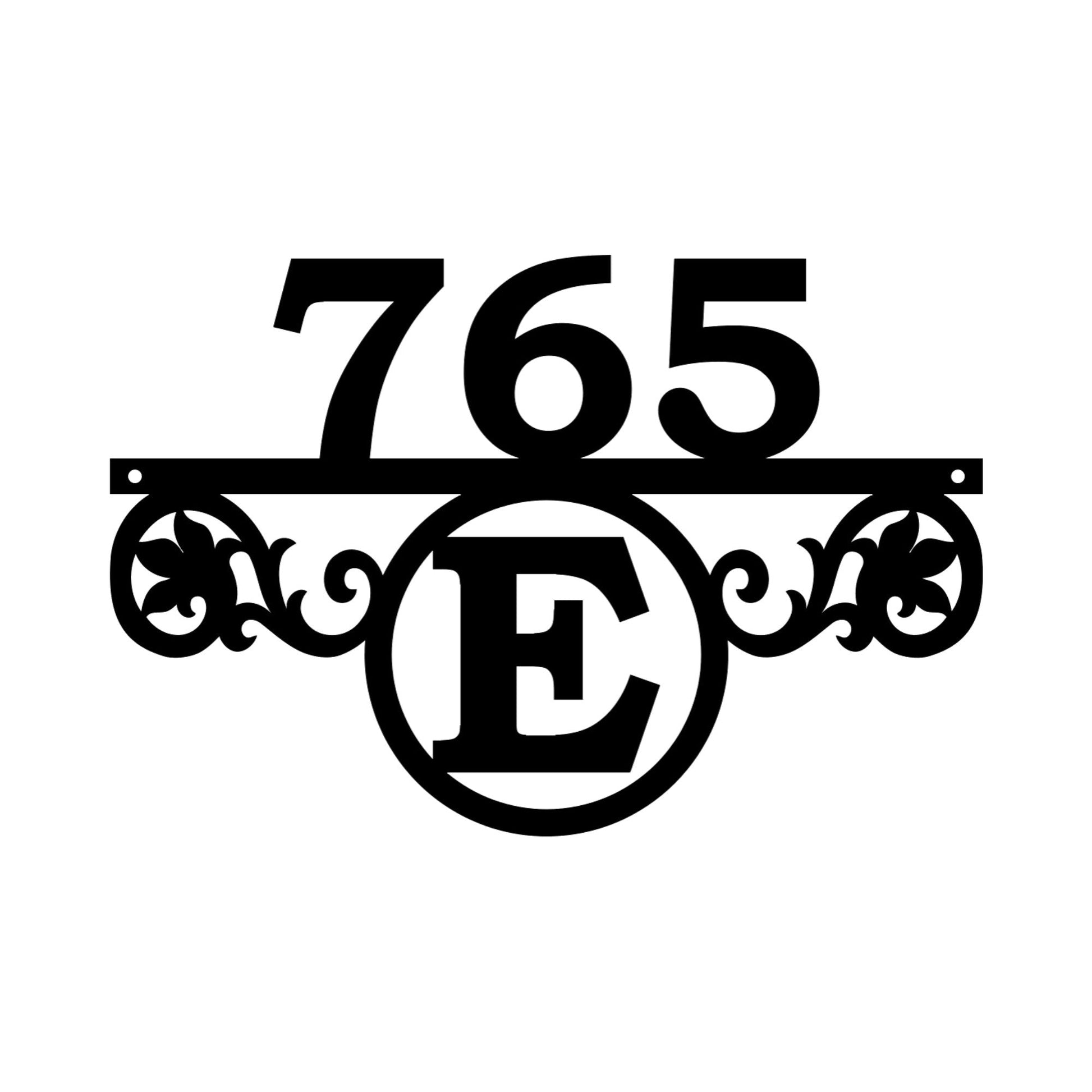 bottom letter monogram house number metal sign outdoor
