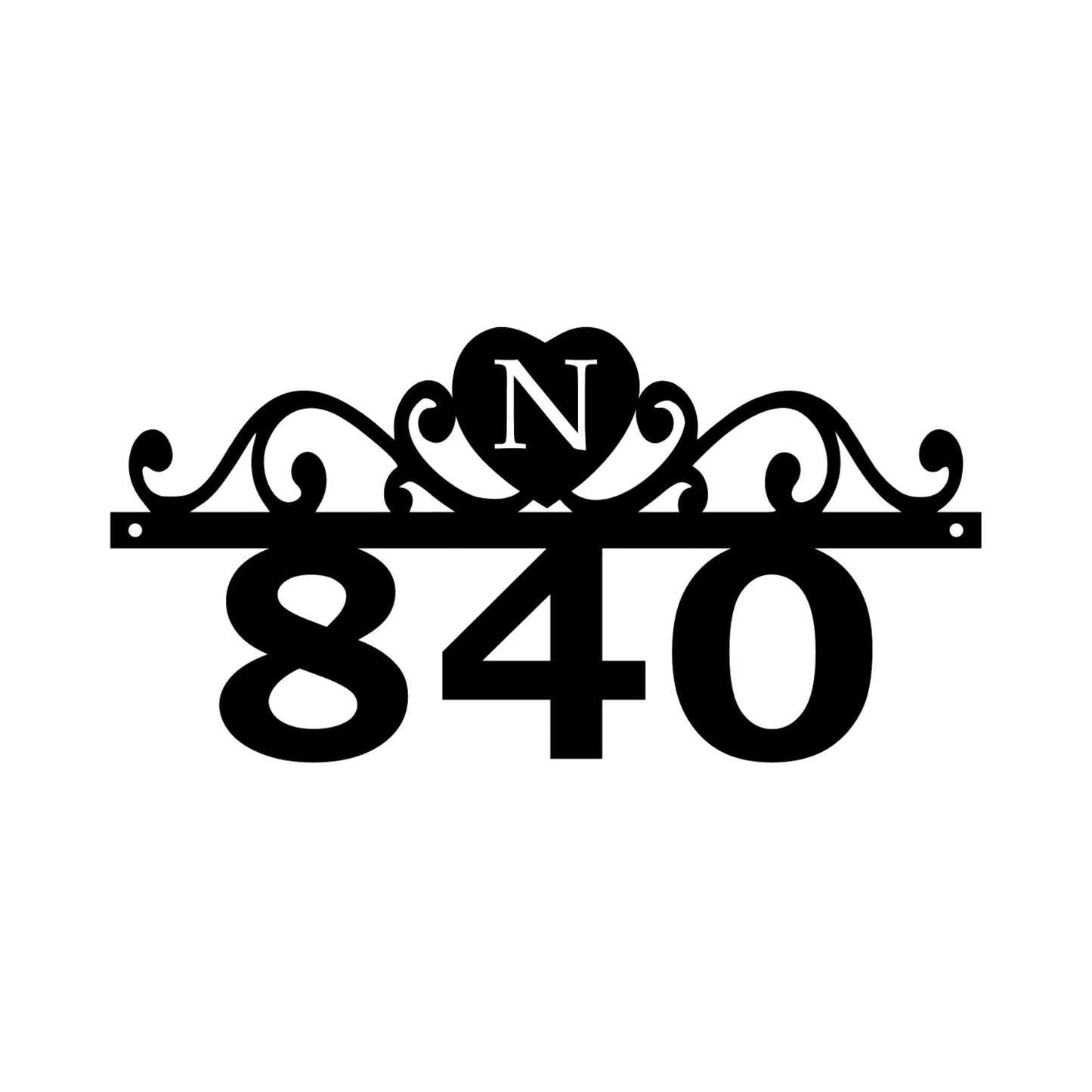 scroll heart name monogram letter house number sign