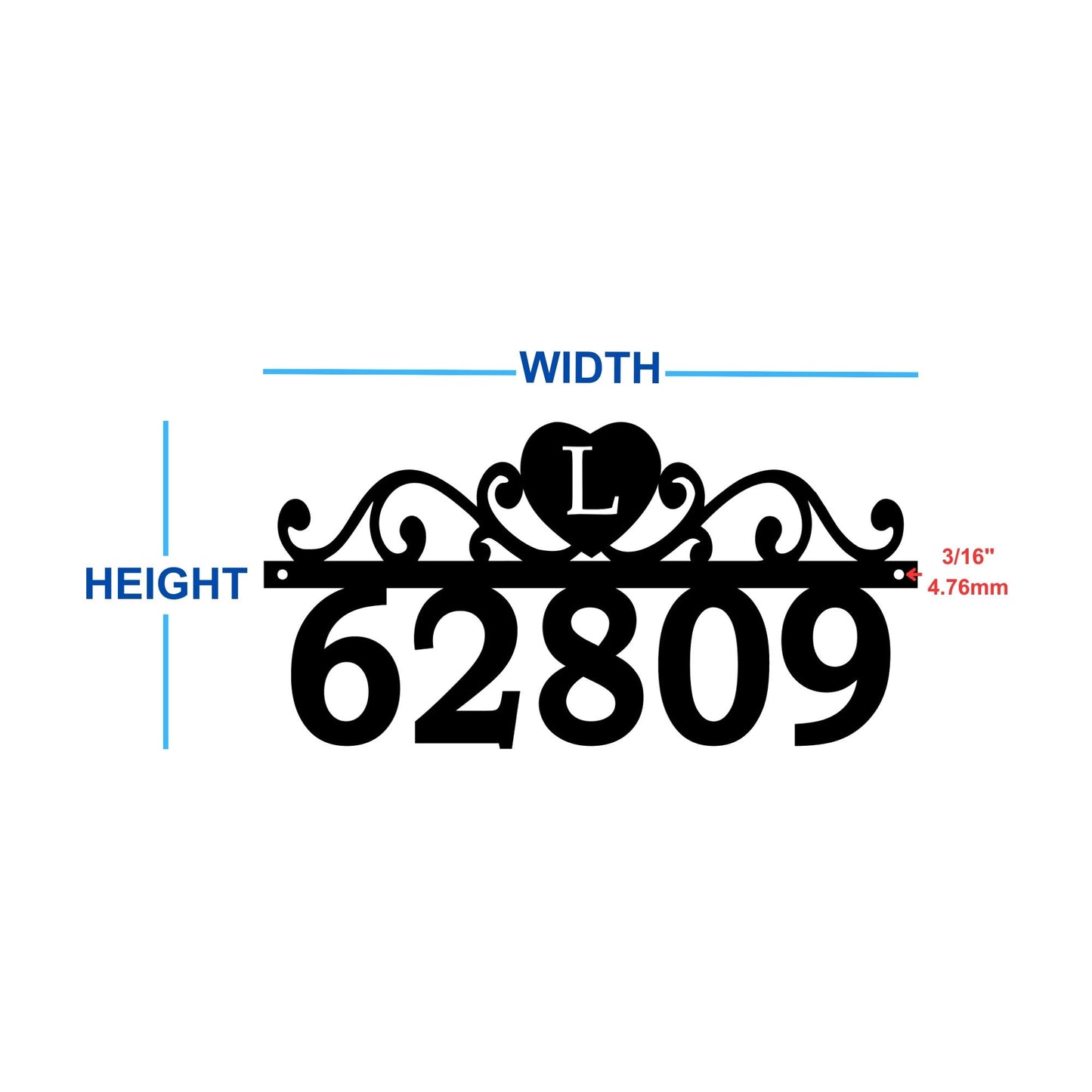 scroll heart name dimensions letter sign