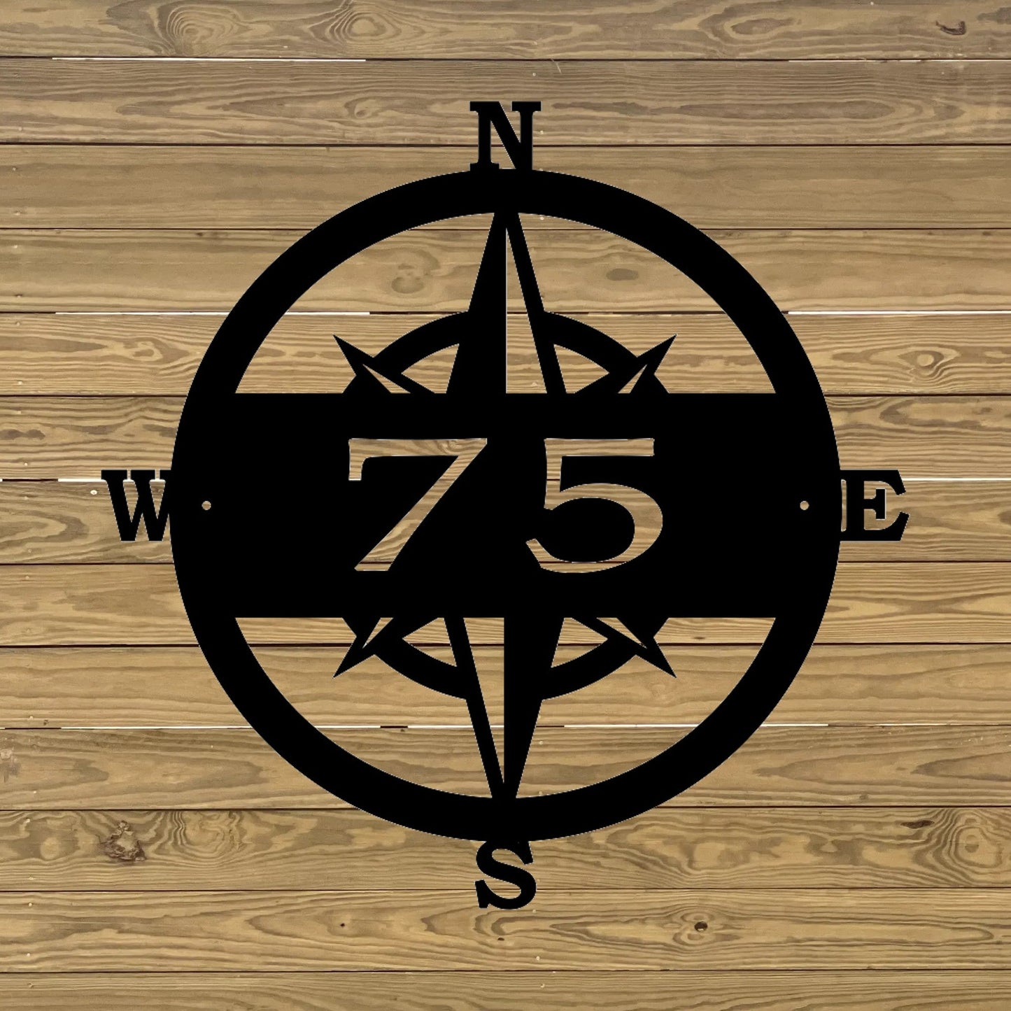 compass address custom number metal sign