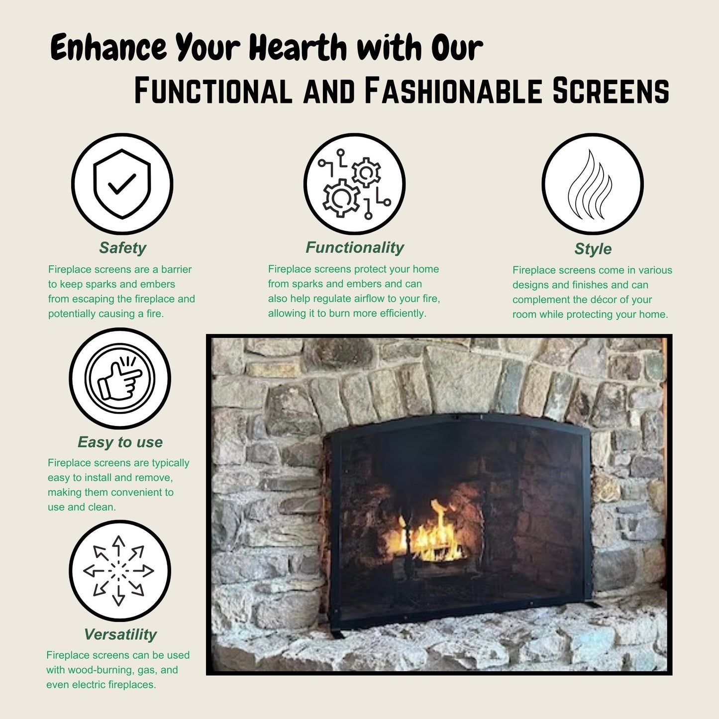 fireplace screen benefits and features