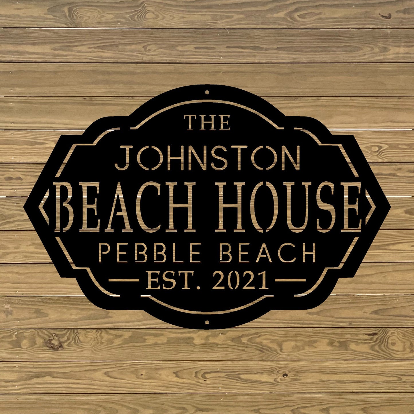 Metal Custom Beach House Sign with Beach Name and Family Name And EST Date