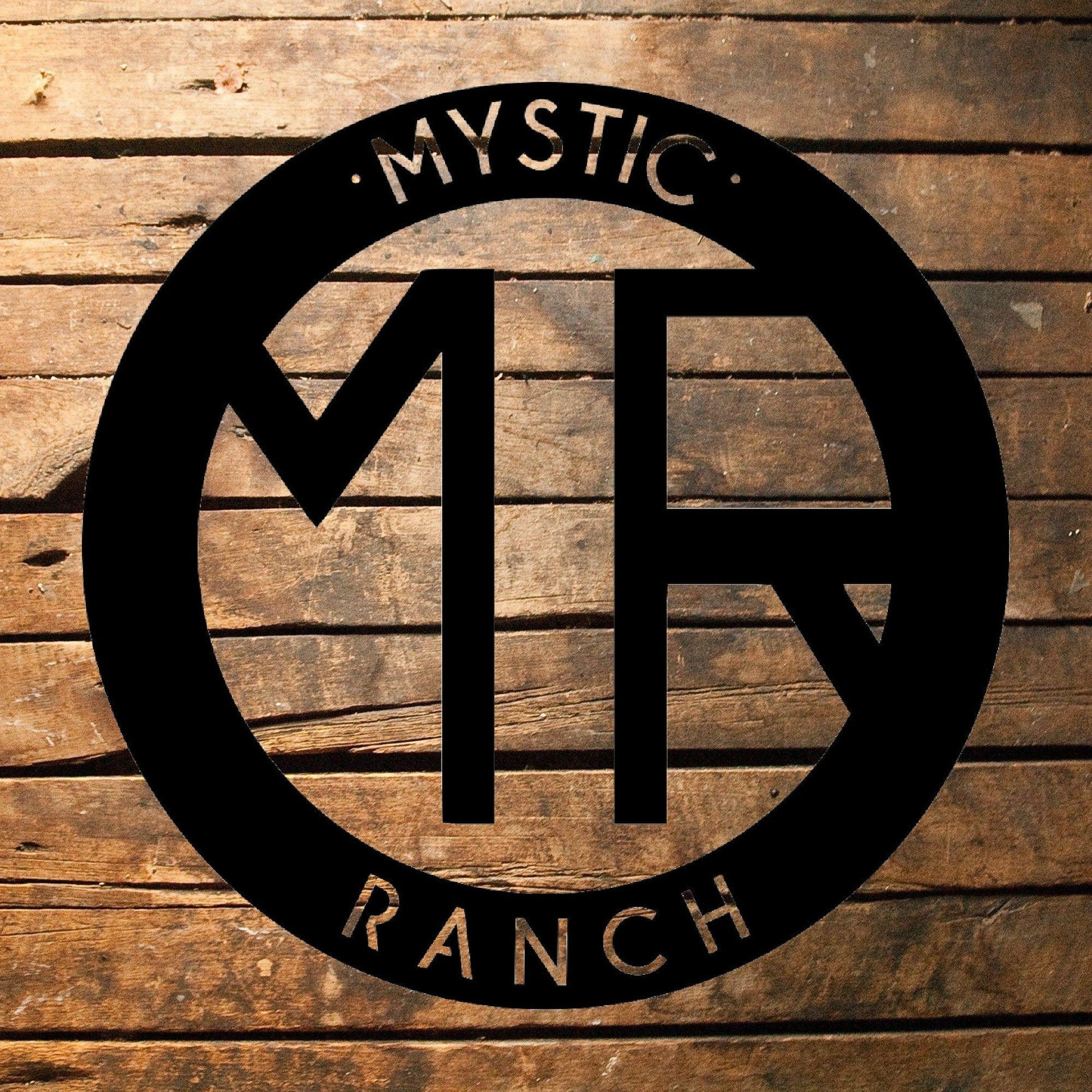 custom hanging brand sign on wood background
