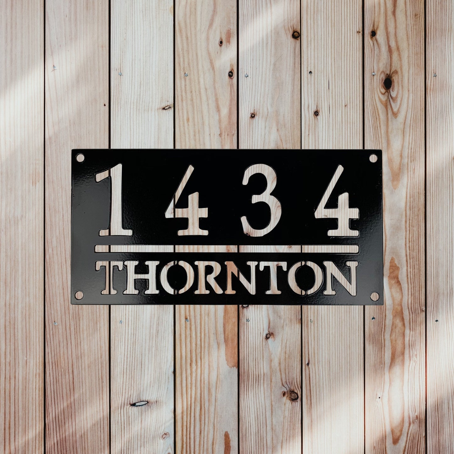 Custom Home Address Sign Black Paint Wood Background