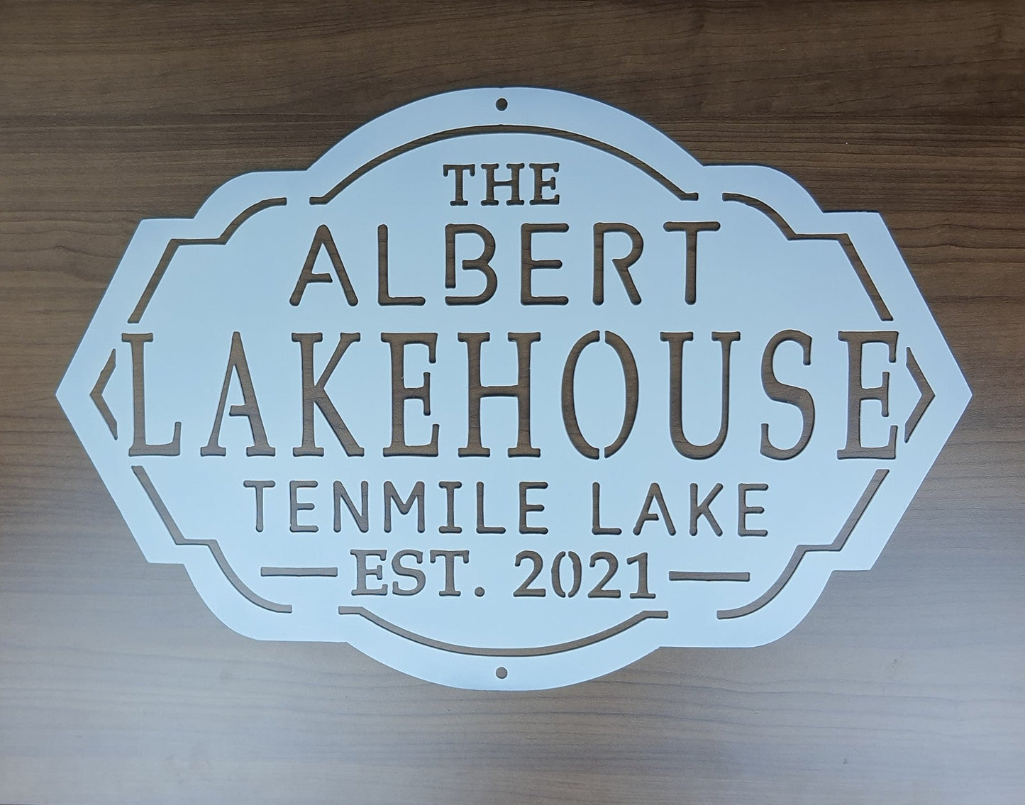 Custom Lakehouse Sign White Paint