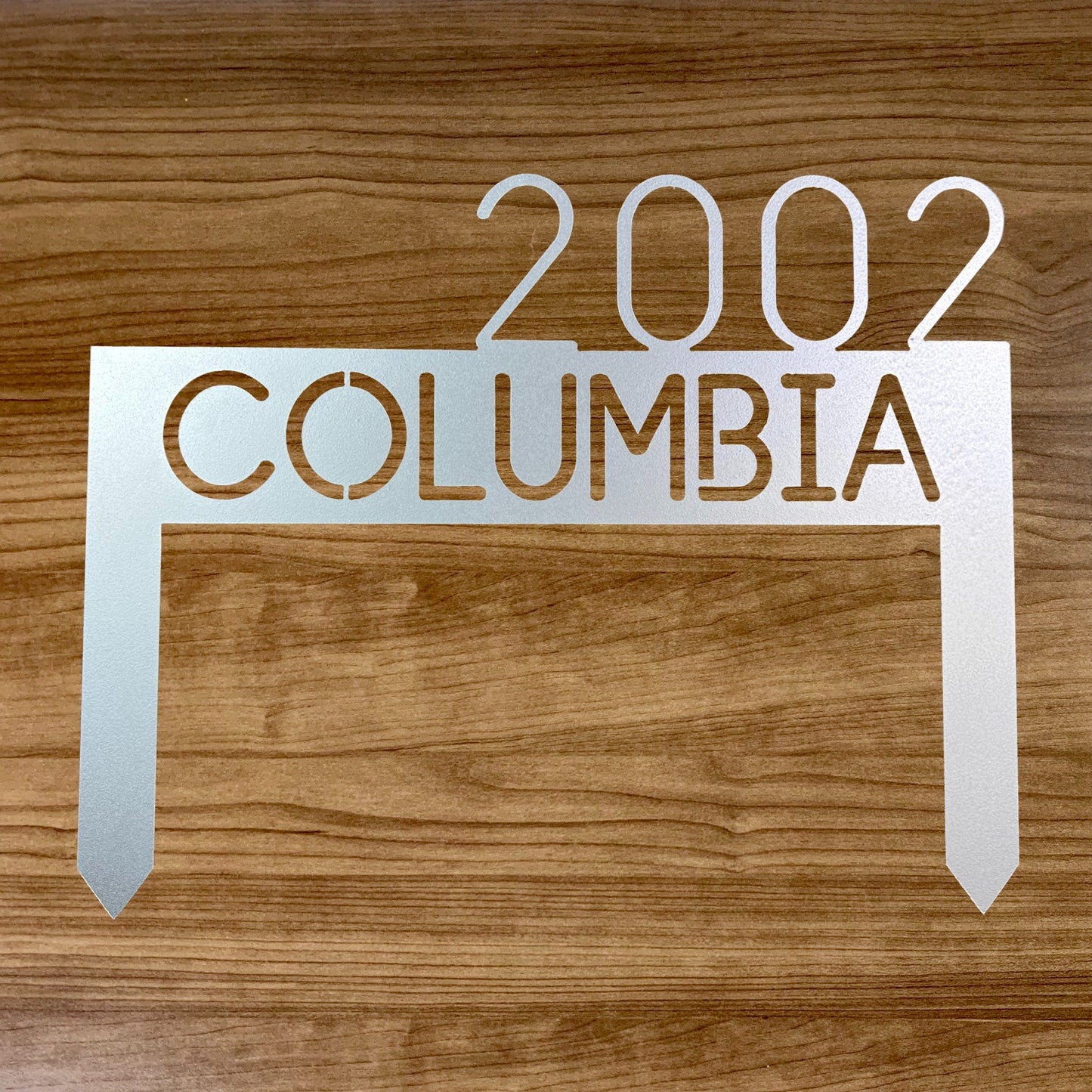 Custom yard address stake sign with white paint