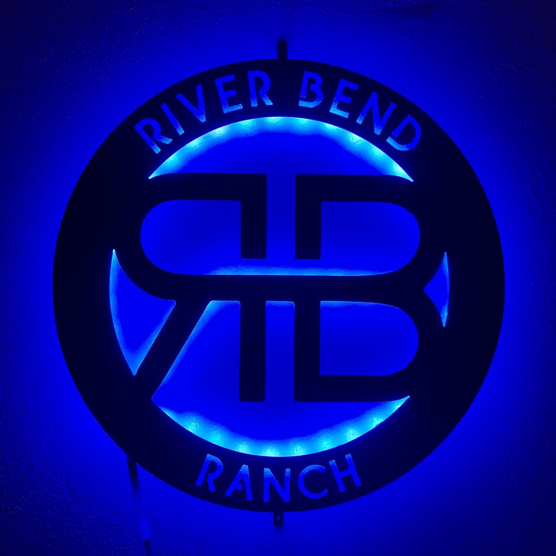LED Custom Brand Sign with blue lights