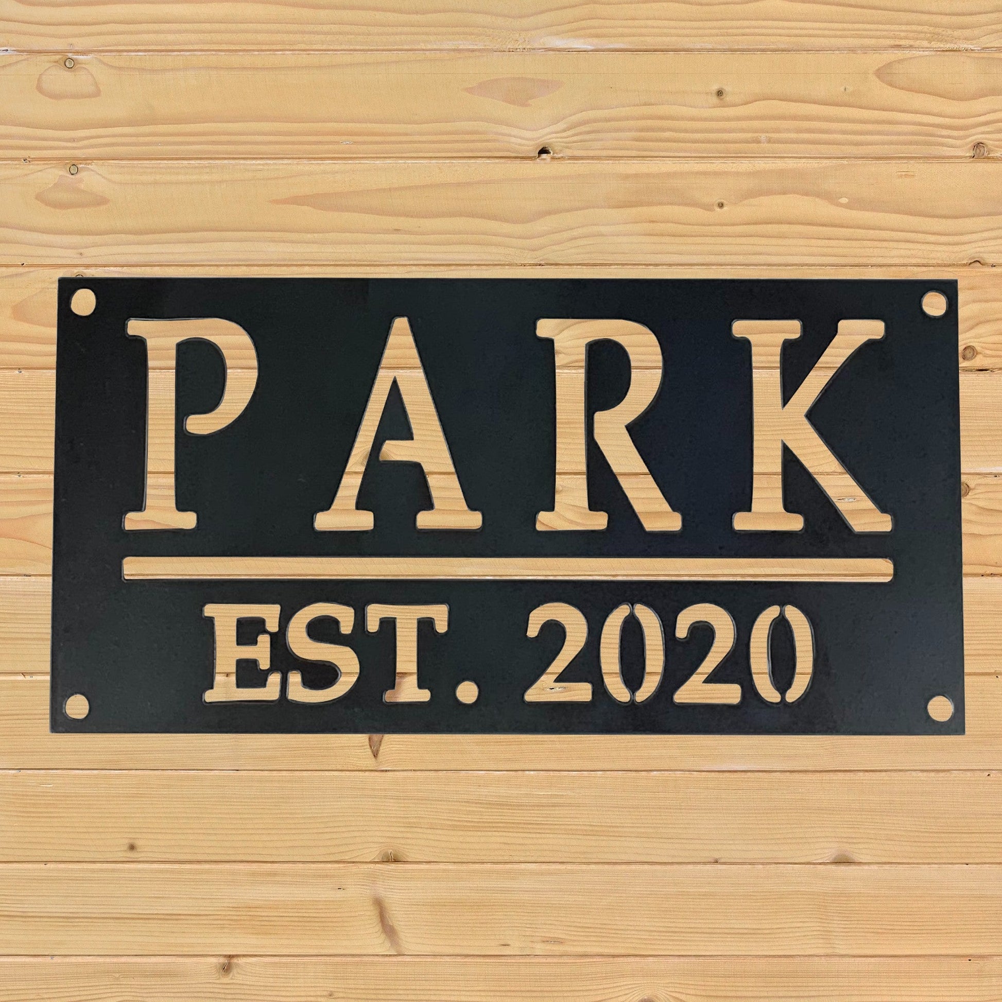 Custom Family Name EST Date Sign Black Paint