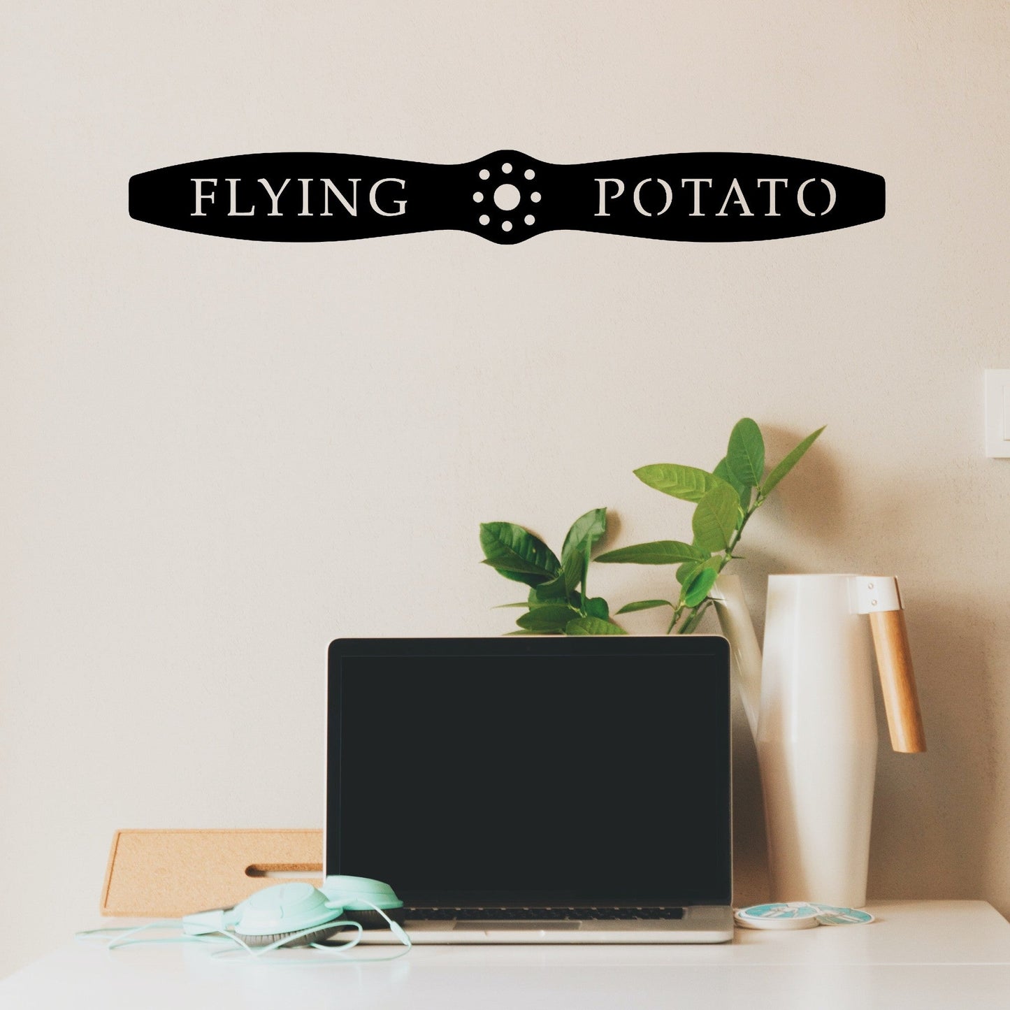 custom text metal flying propeller design