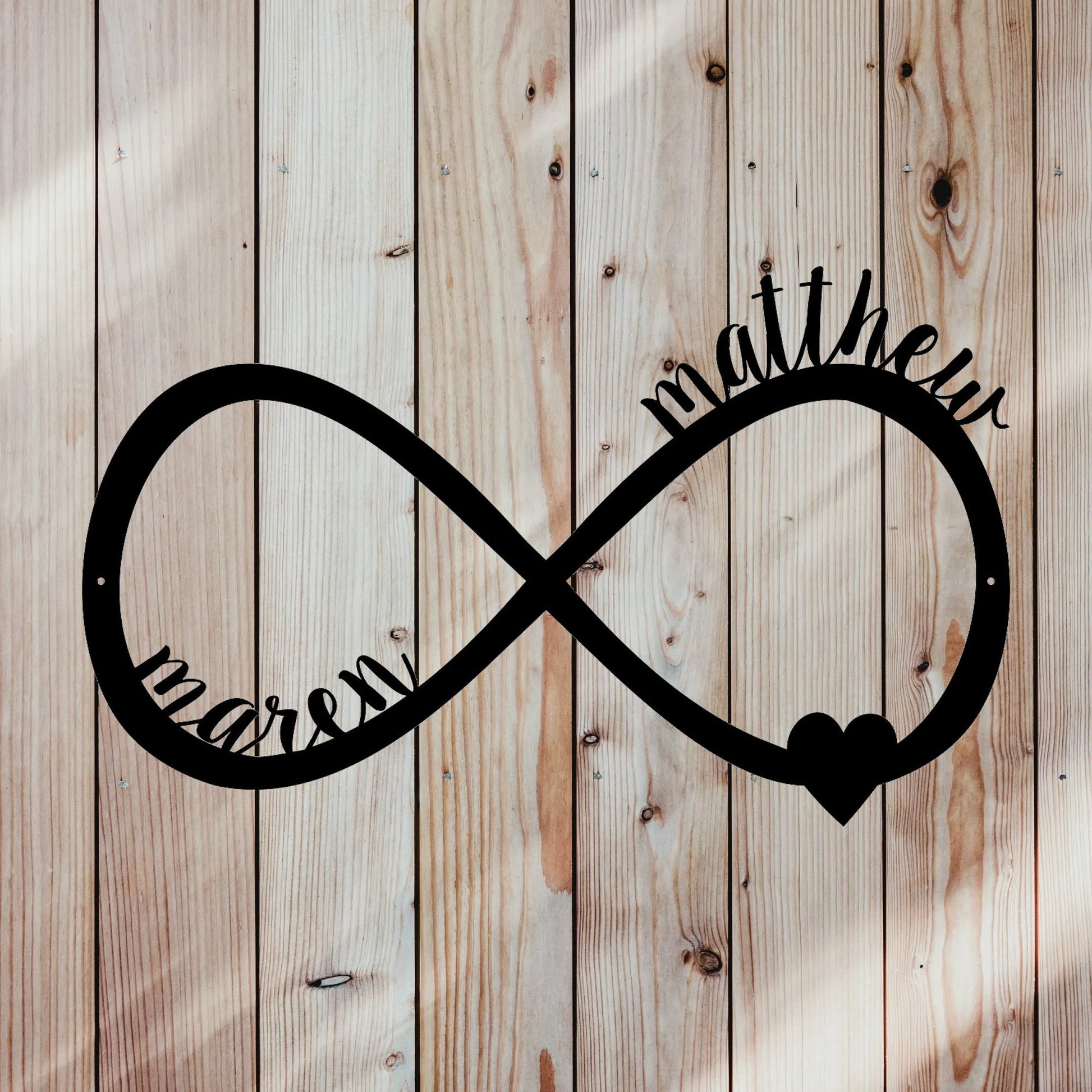 infinity love metal sign wall mounted outside custom names