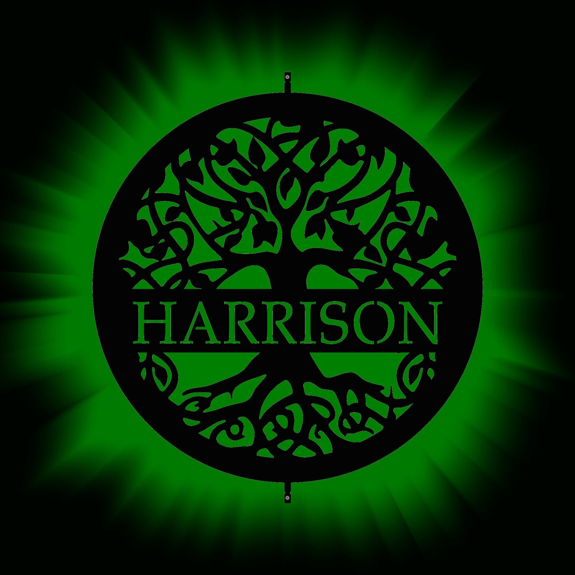 green backlit custom LED Tree of life sign