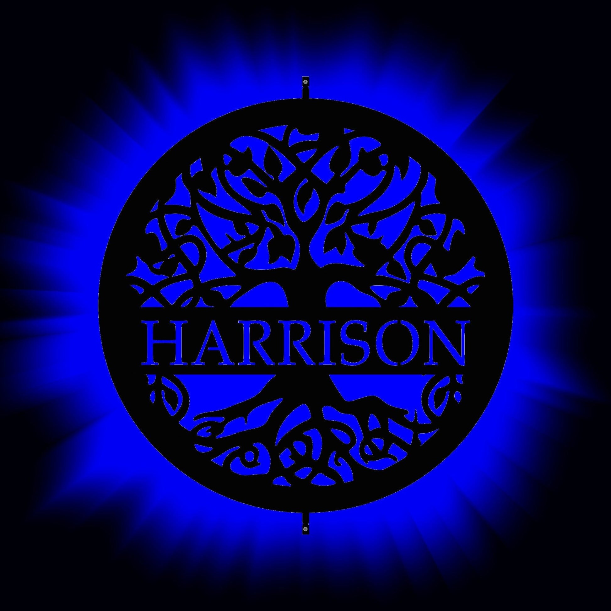 Blue LED tree of life sign
