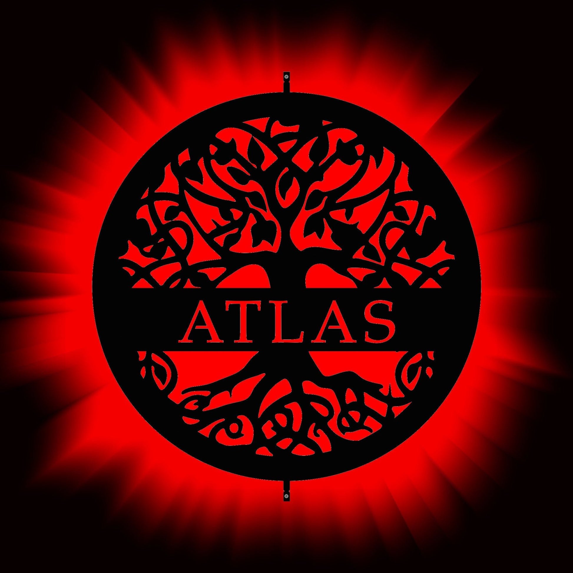 backlit LED tree of life custom metal sign family name