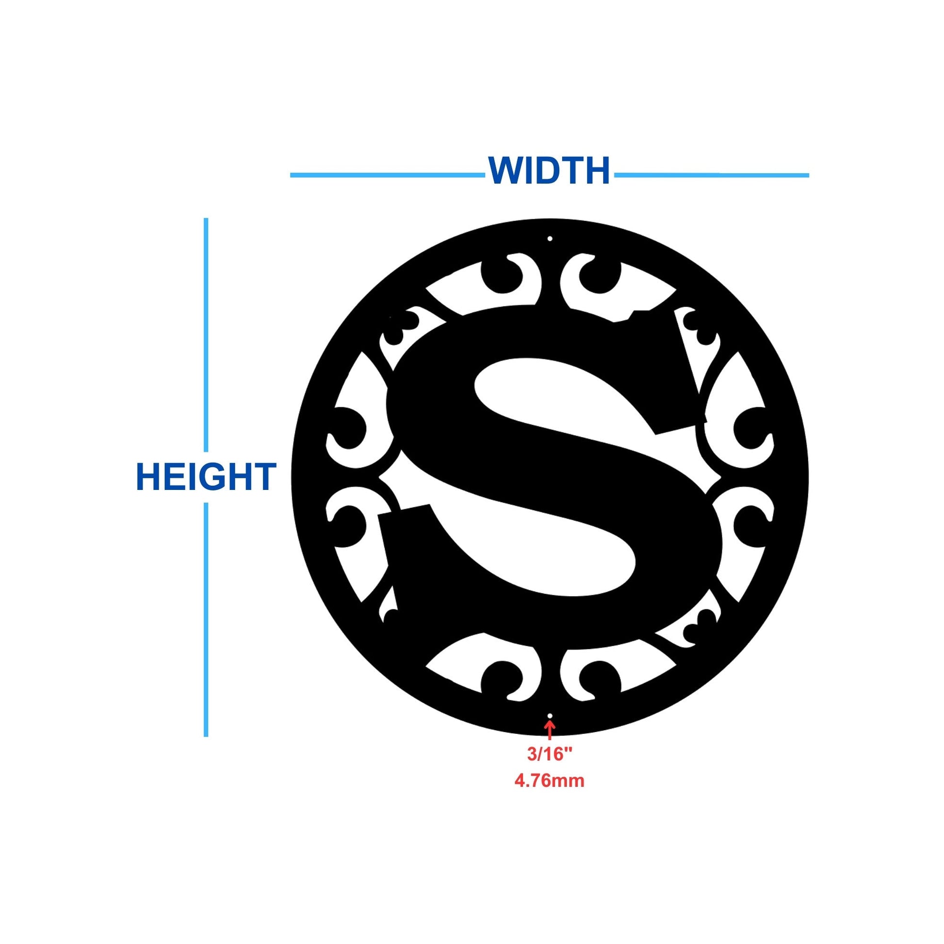 custom metal sign single letter monogram dimensions