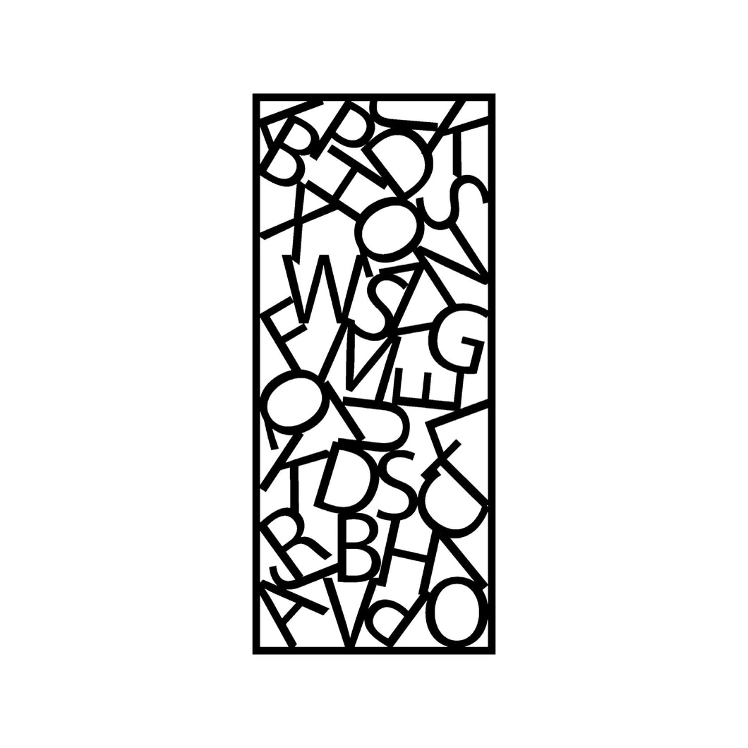 The Alphador Metal Wall Art on a white background presents a modern and minimalistic aesthetic with a bold, graphic appeal.