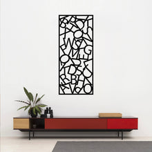 Load image into Gallery viewer, The Alphador Metal Wall Art is prominently displayed on the wall above or near a red desk, creating a striking and dynamic visual contrast.