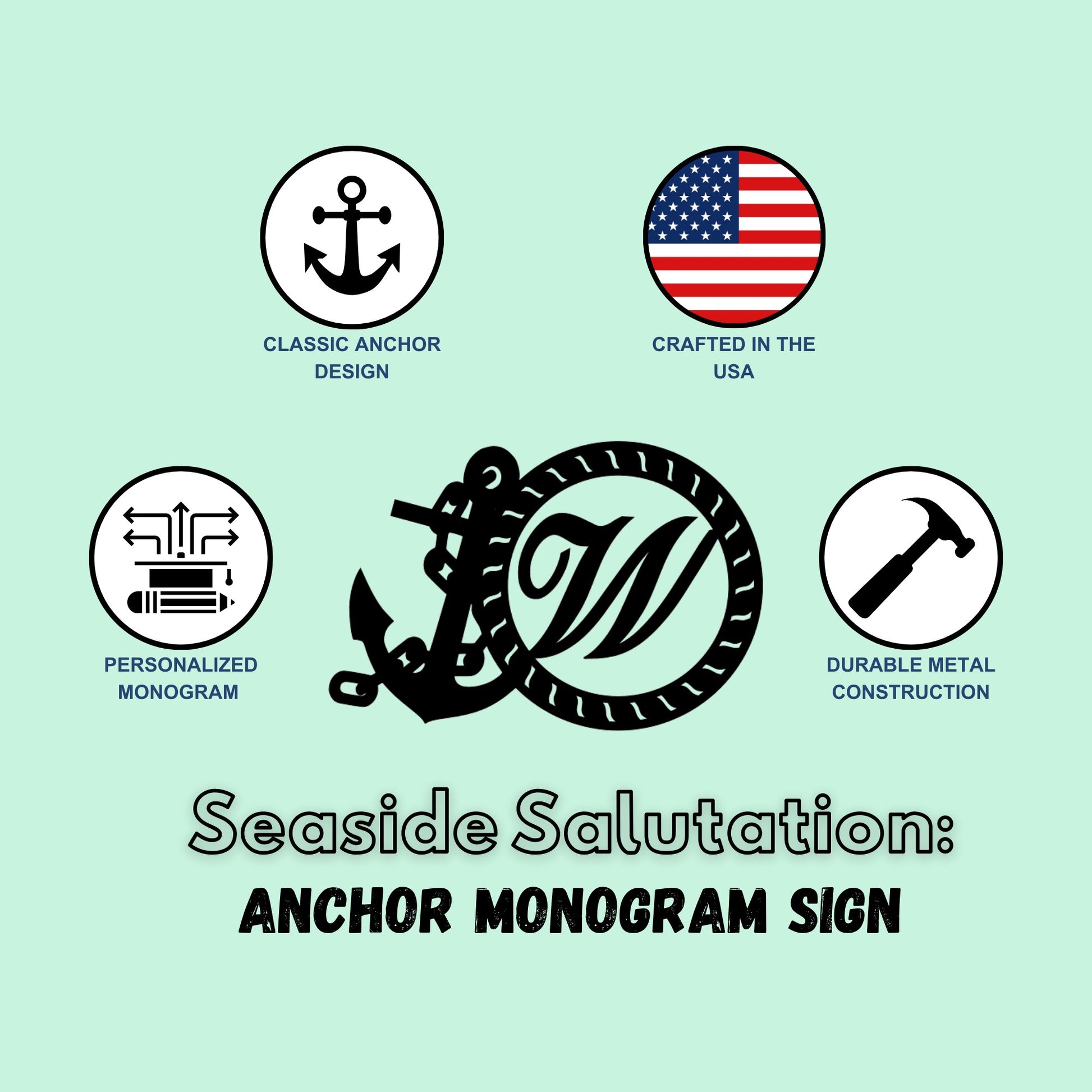Anchor wall art metal monogram sign features and benefits