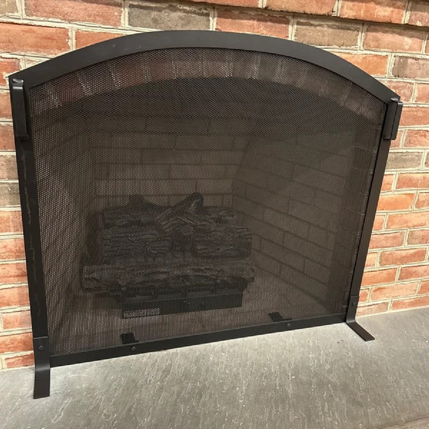 Custom Arched fireplace screen inside