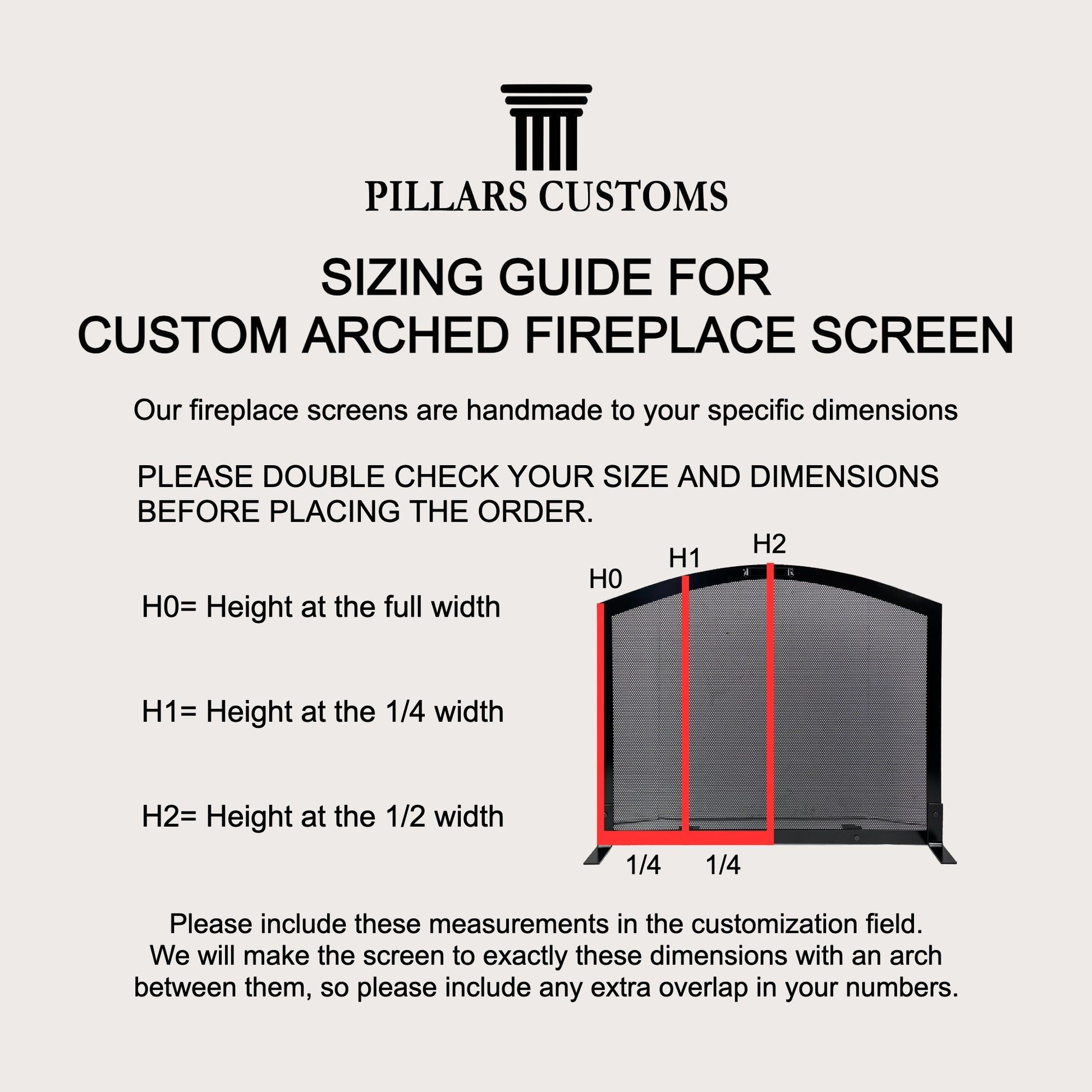 Sizing Guide for Arched fireplace screen