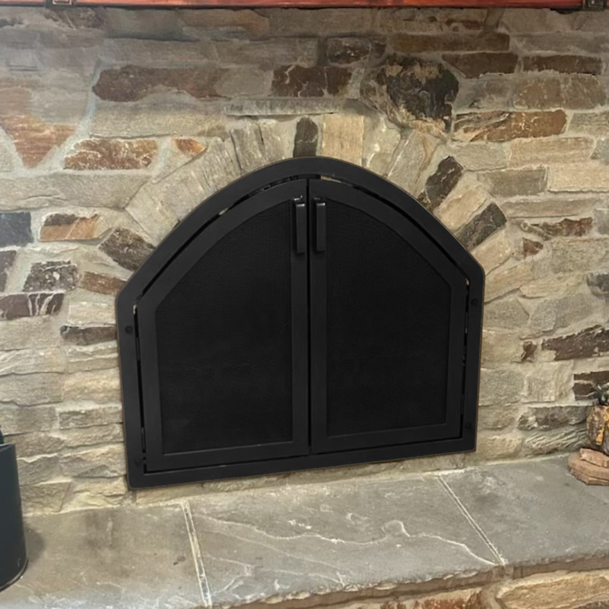 Arched Fireplace Screen with Doors Custom Made