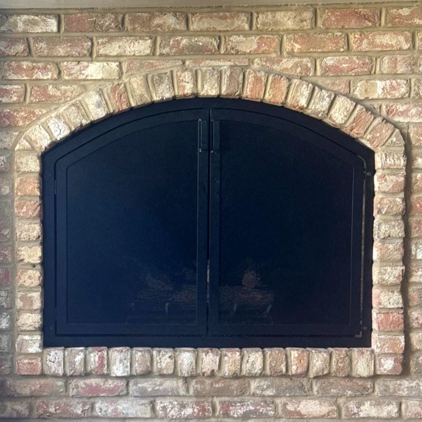 Custom Arched Fireplace Screen With Doors