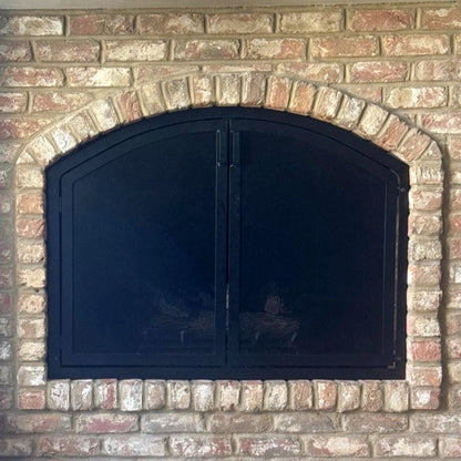 Custom Arched Fireplace Screen With Doors
