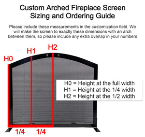 Dimensions for Custom Arched Fireplace Screen with Doors