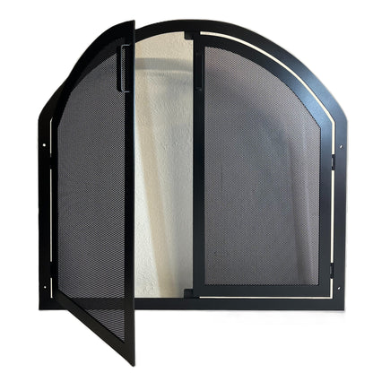 Custom Arched Fireplace Screen with Doors