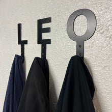 Load image into Gallery viewer, Bold Letter Wall Hook, Personalized Metal Wall Hooks, Monogrammed Home Organization, Custom Letters and Colors, Made in USA