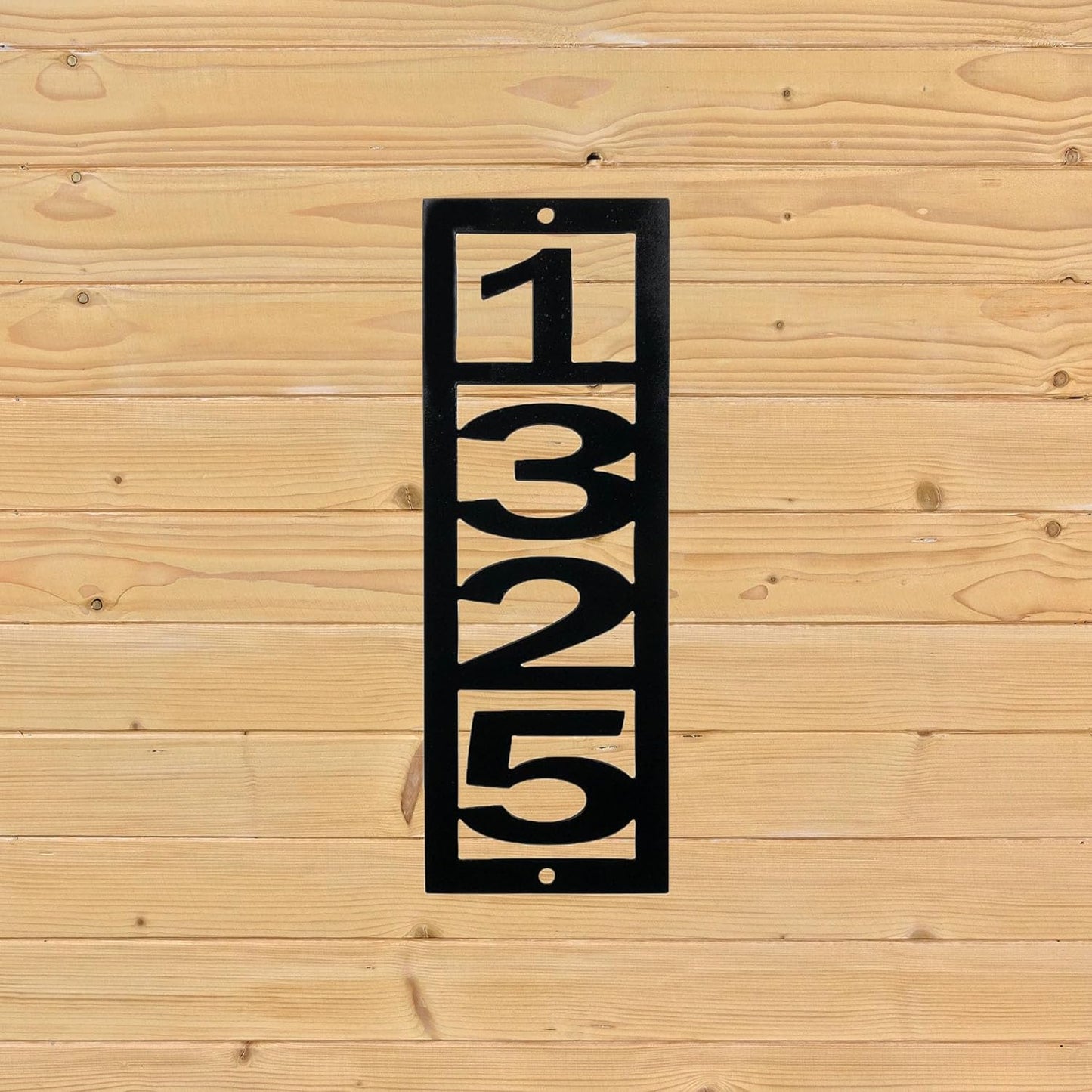 Custom House Numbers Address Sign Vertical in Black on Wood