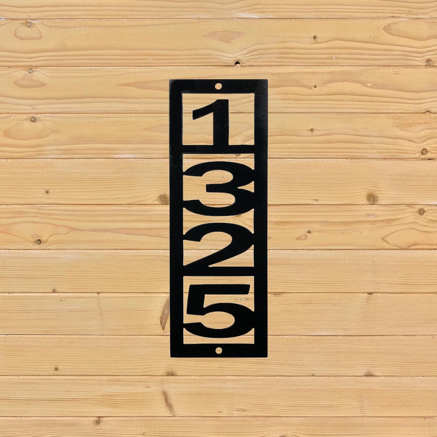 Custom House Numbers Address Sign Vertical in Black on Wood