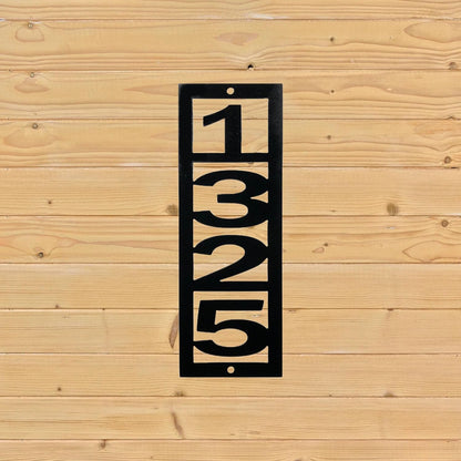 Custom House Numbers Address Sign Vertical in Black on Wood