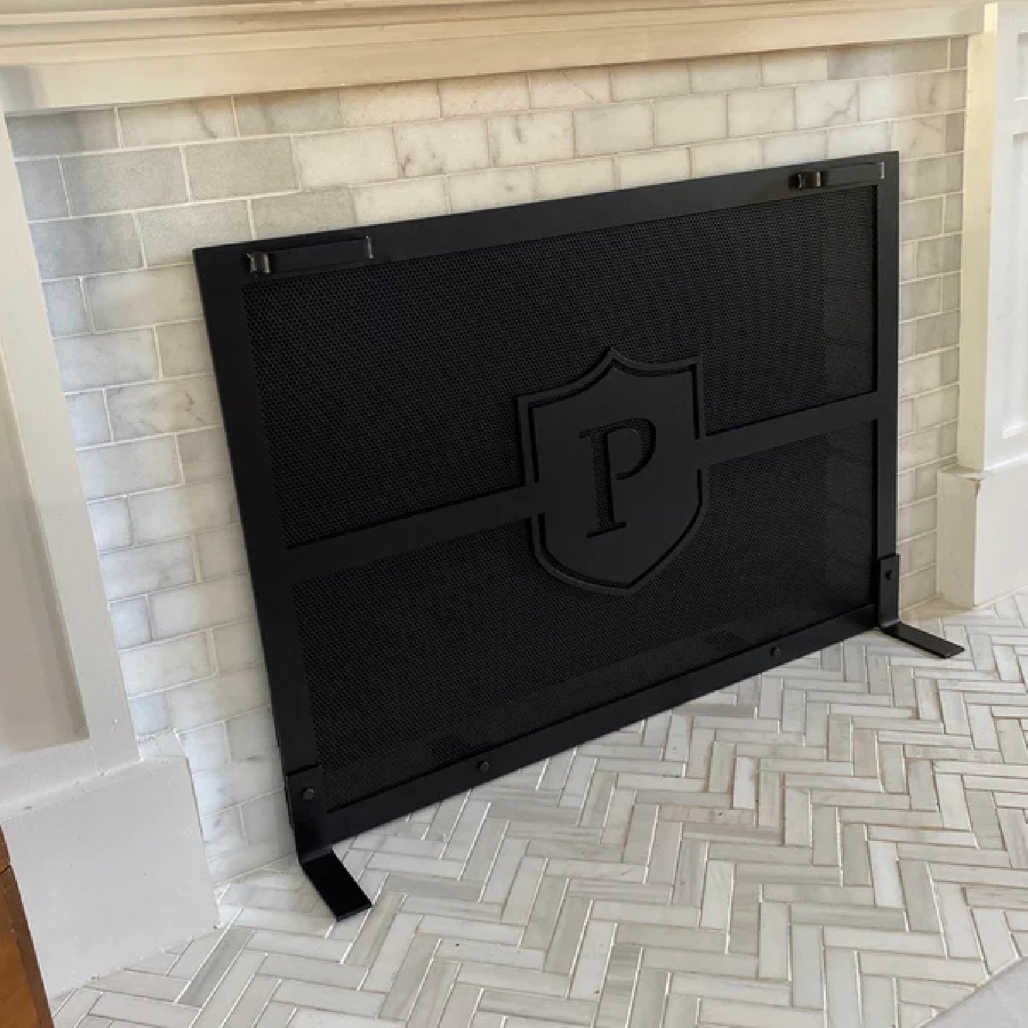 Fireplace Screen Customized with Family Initial Letter