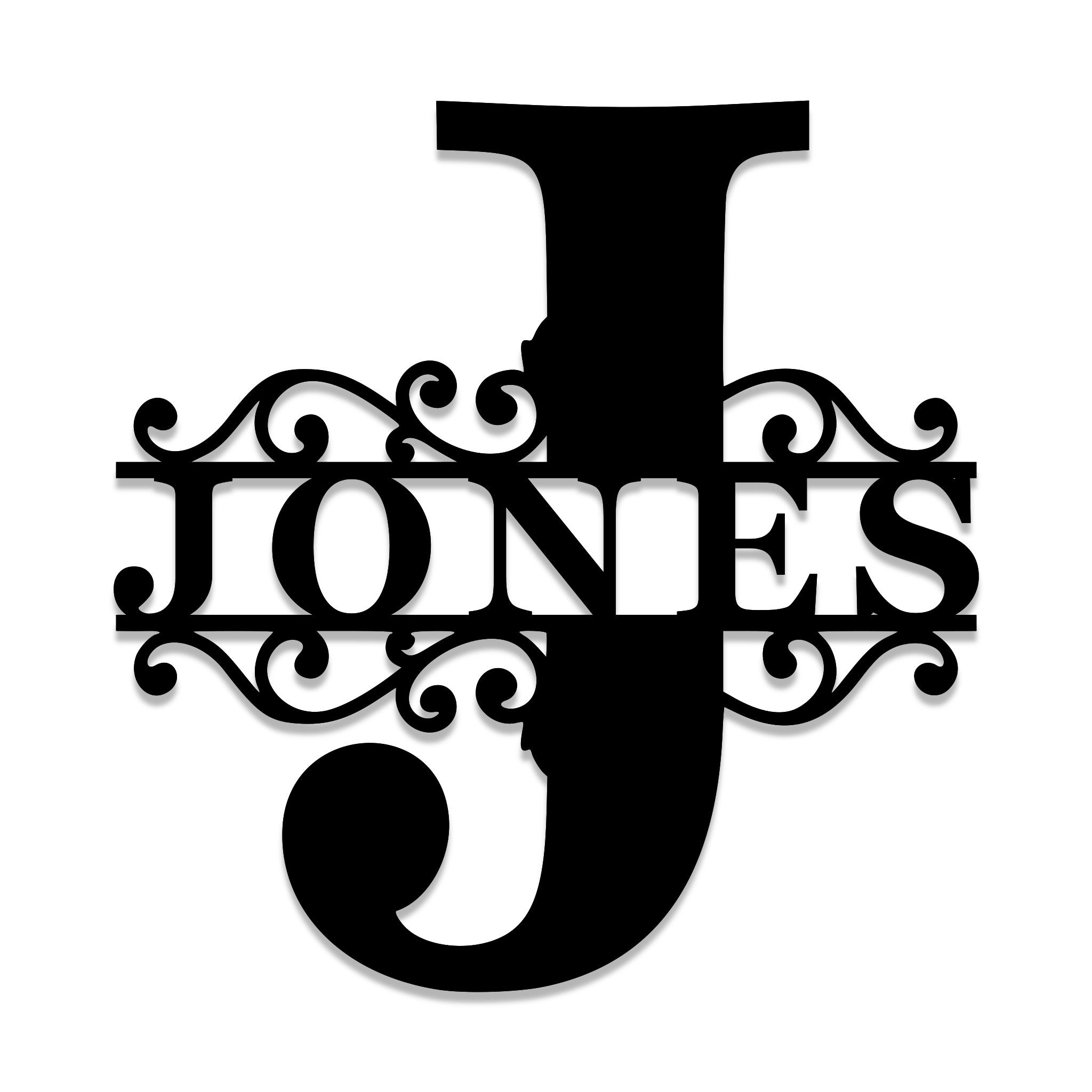 Custom Split Letter Last Name Metal Sign