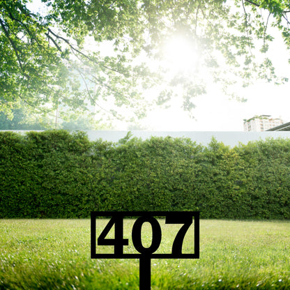 Modern Lawn House Numbers Yard Sign