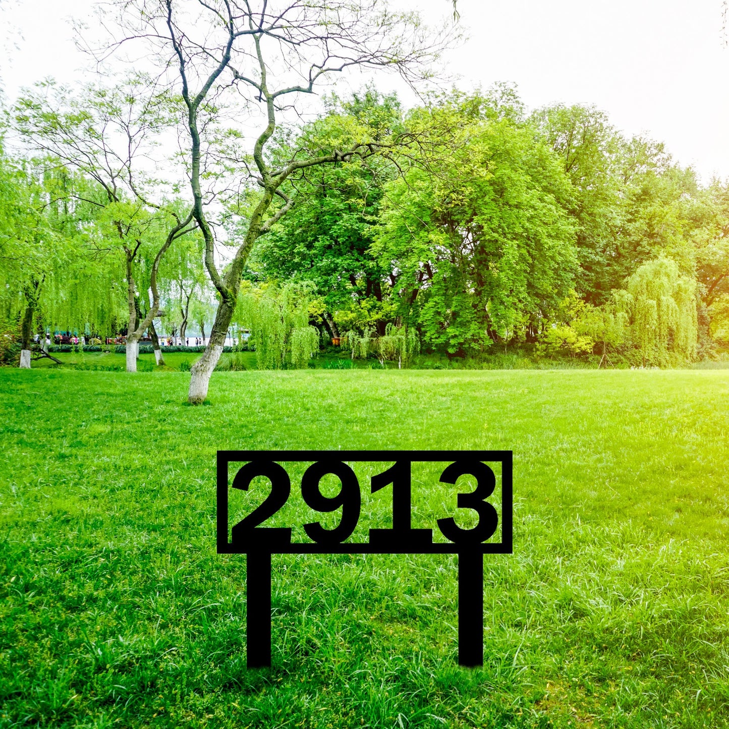 Modern Lawn House Numbers Yard Sign