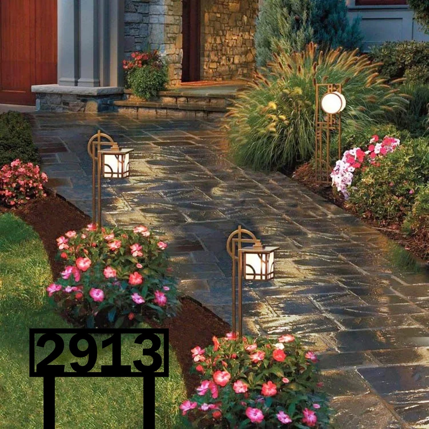 Modern Lawn House Numbers Yard Sign
