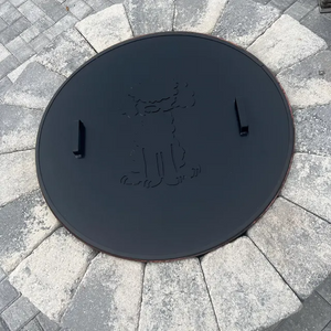 Custom Monogrammed Firepit Cover With Dog Design