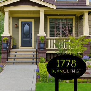 Oval Address Yard Stake Sign