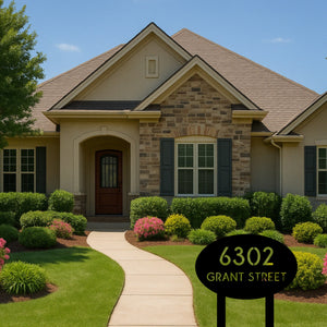 Oval Address Yard Stake Sign