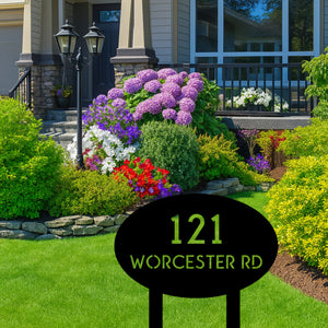 Oval Address Yard Stake Sign